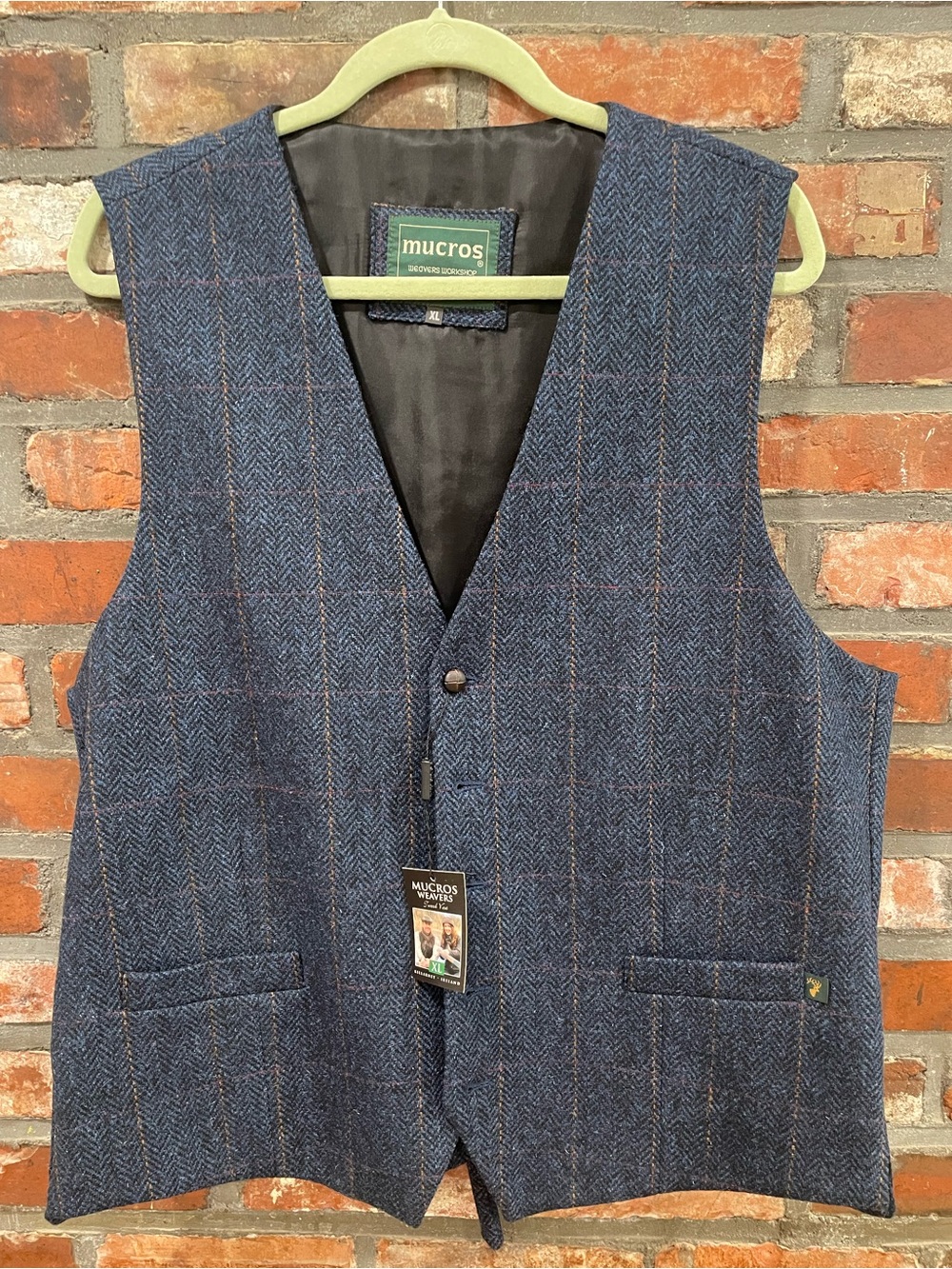 Mucros Blue Tweed Herringbone Vest